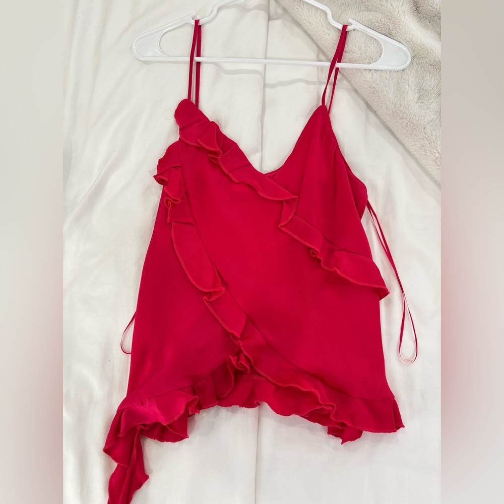 Women's pink Ruffle Top